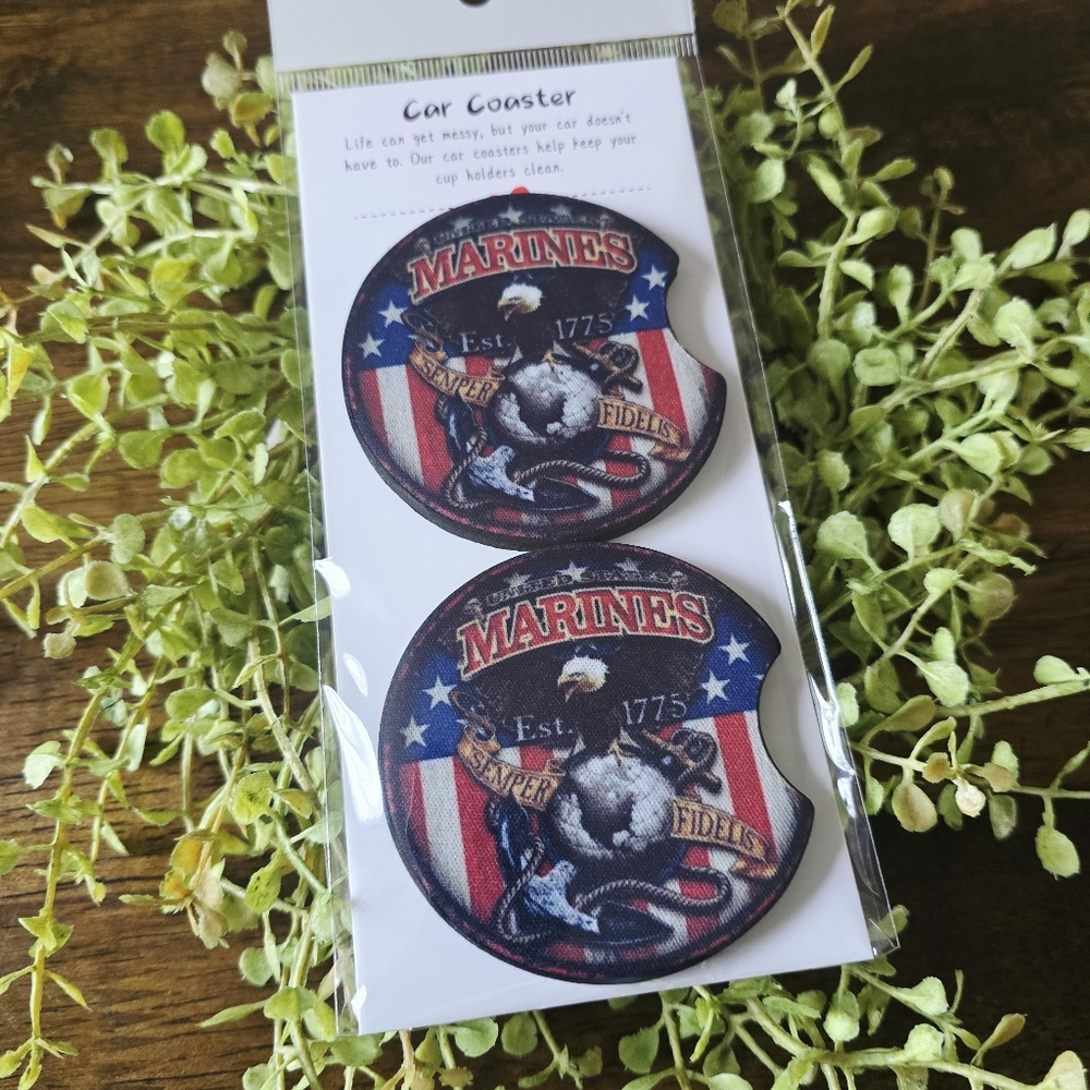 US Marines Eagle Car Coaster Set